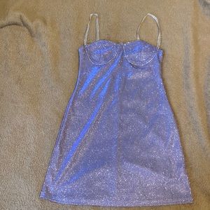Purple sparkly New Year’s Eve dress